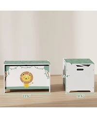 Qaba Toy Box for Kids, Chest with Lid, Safety Hinges, Handles,