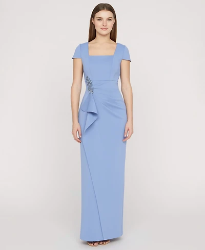 Js Collections Women's Square Neck Front-Cascade Gown