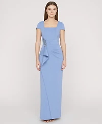 Js Collections Women's Square Neck Front-Cascade Gown