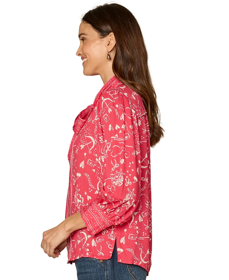 Democracy Petite 3/4-Sleeve Button-Down Woven Shirt