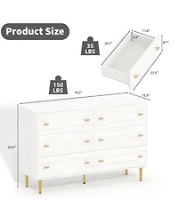 Gaomon 6 Drawers Dresser for Bedroom,47.2" Wide Wood Rustic Chest of Drawers with Bar Handles,Vintage Design,Storage Dressers
