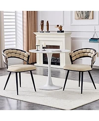 Streamdale Set of 2 Beige Velvet Dining Chairs with Black Legs