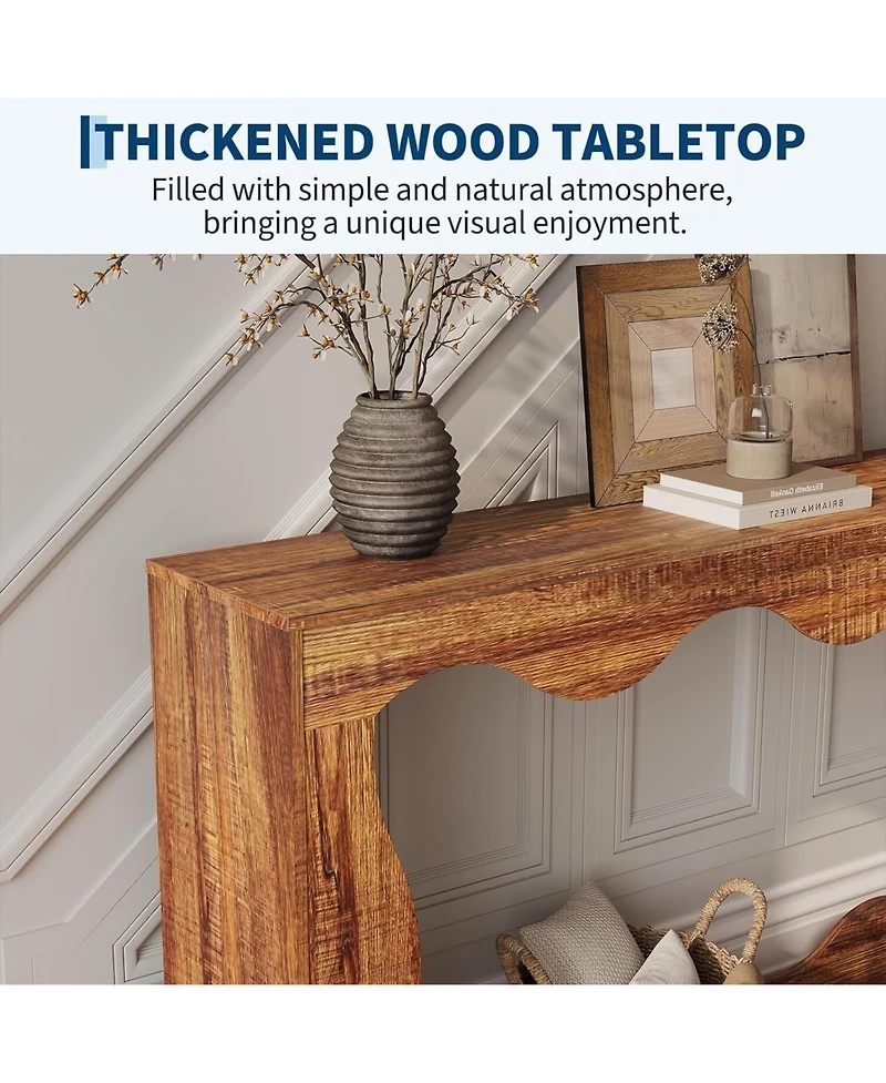 Gaomon 63" Brown Console Table with Storage, Narrow Sofa for Entryway, Hallway or Behind Couch