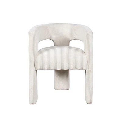 Jofran Bowen Modern Three-Leg Upholstered Accent Dining Armchair with Corduroy Fabric