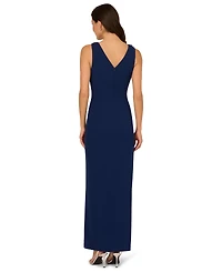 Adrianna Papell Women's Side Ruffle Column Gown