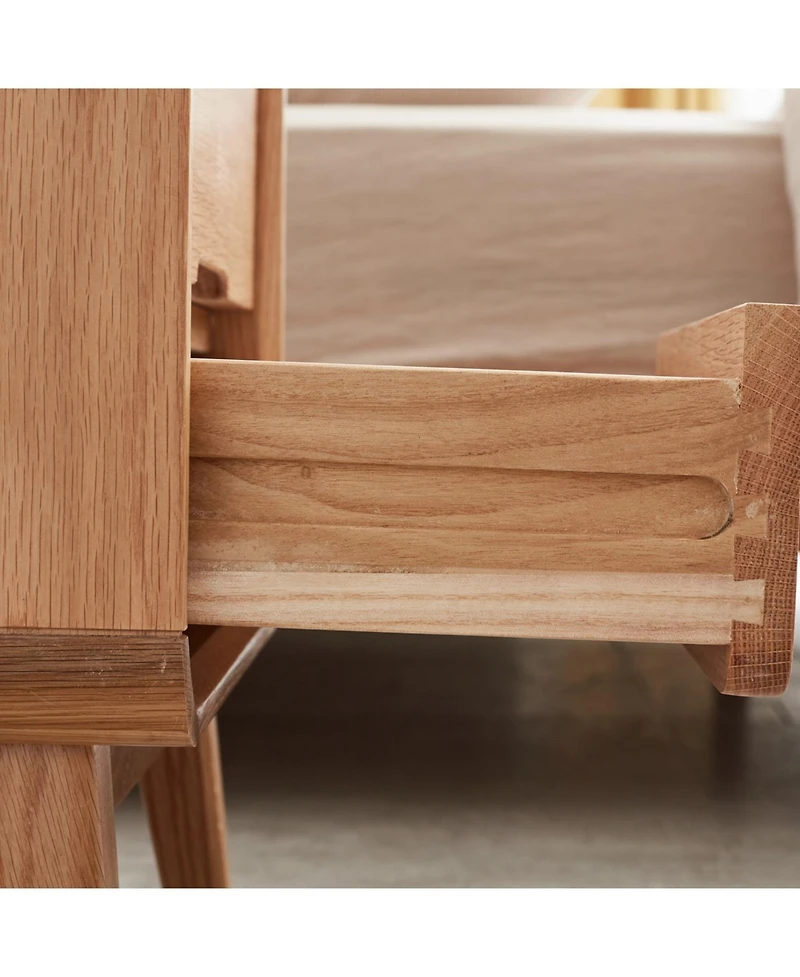 Streamdale Furniture Pure Solid Wood Bedside Cabinet Modern Simple Nightstands Oak Nordic Storage Cabinet