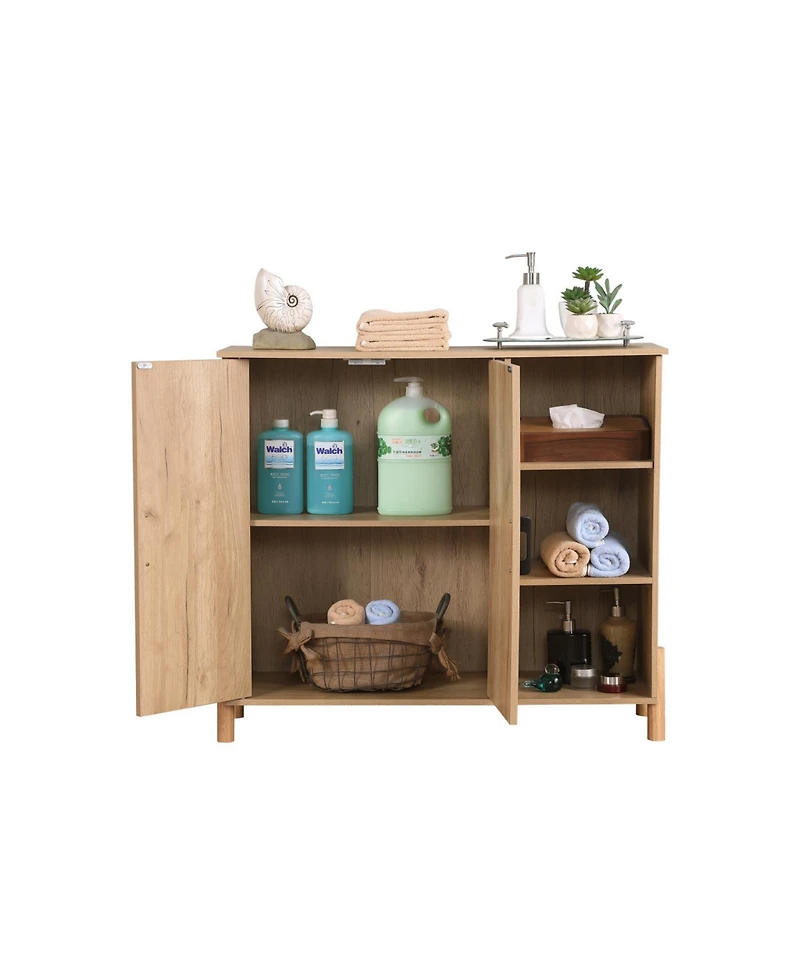 Streamdale Furniture Mid-Century Modern Rattan Door Storage Cabinet