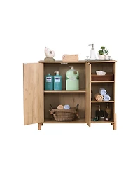 Streamdale Furniture Mid-Century Modern Rattan Door Storage Cabinet