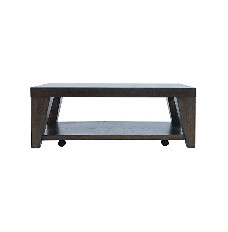 Jofran Modern Contemporary 50" Coffee Table with Storage Shelf and Hidden Casters