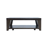 Jofran Modern Contemporary 50" Coffee Table with Storage Shelf and Hidden Casters