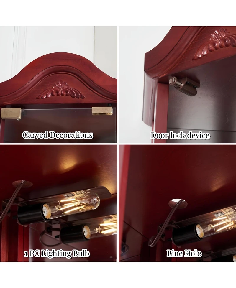 Streamdale Furniture Streamdale Lighted Corner Curio Cabinet - Cherry