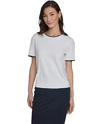 Tommy Hilfiger Women's Short-Sleeve Tipped Sweater