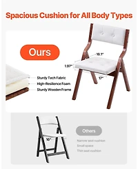 Slickblue Set of 2 Wooden Folding Chairs with Soft Padded Cushions