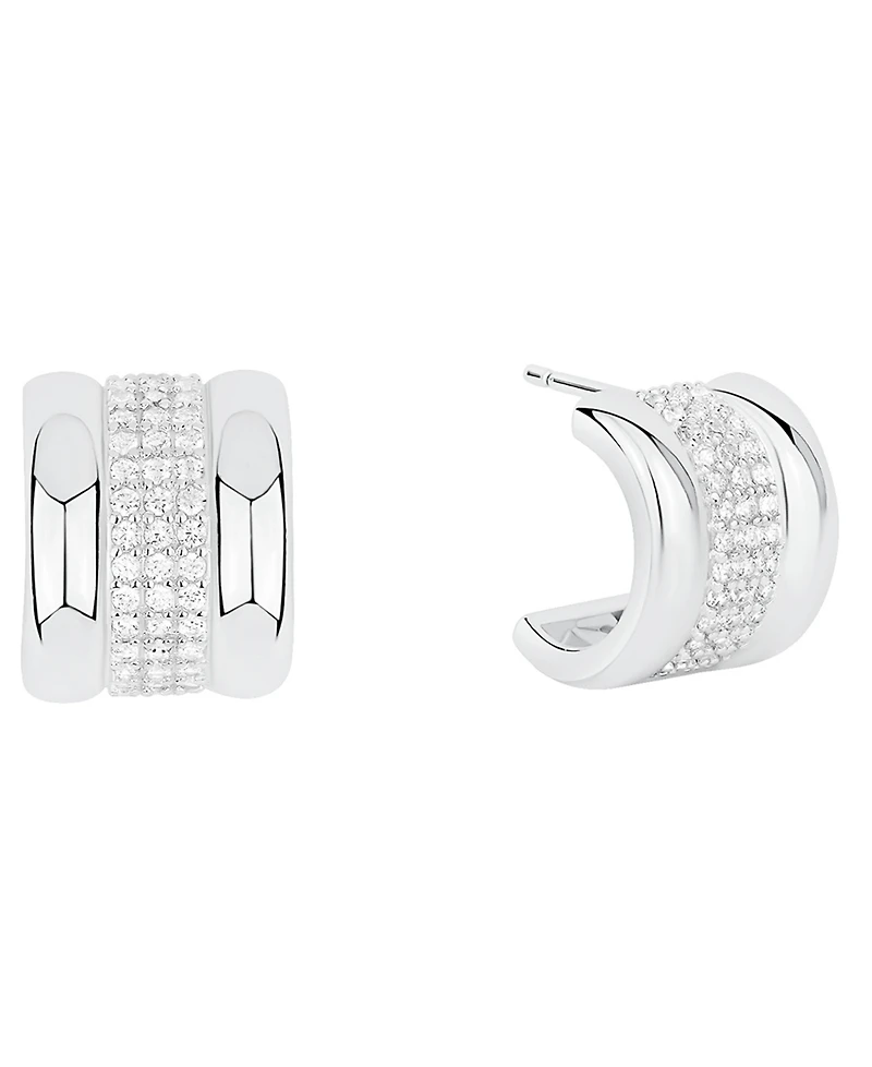 And Now This Cubic Zirconia Silver Plated Huggie Hoop Earrings, Macy's Exclusive