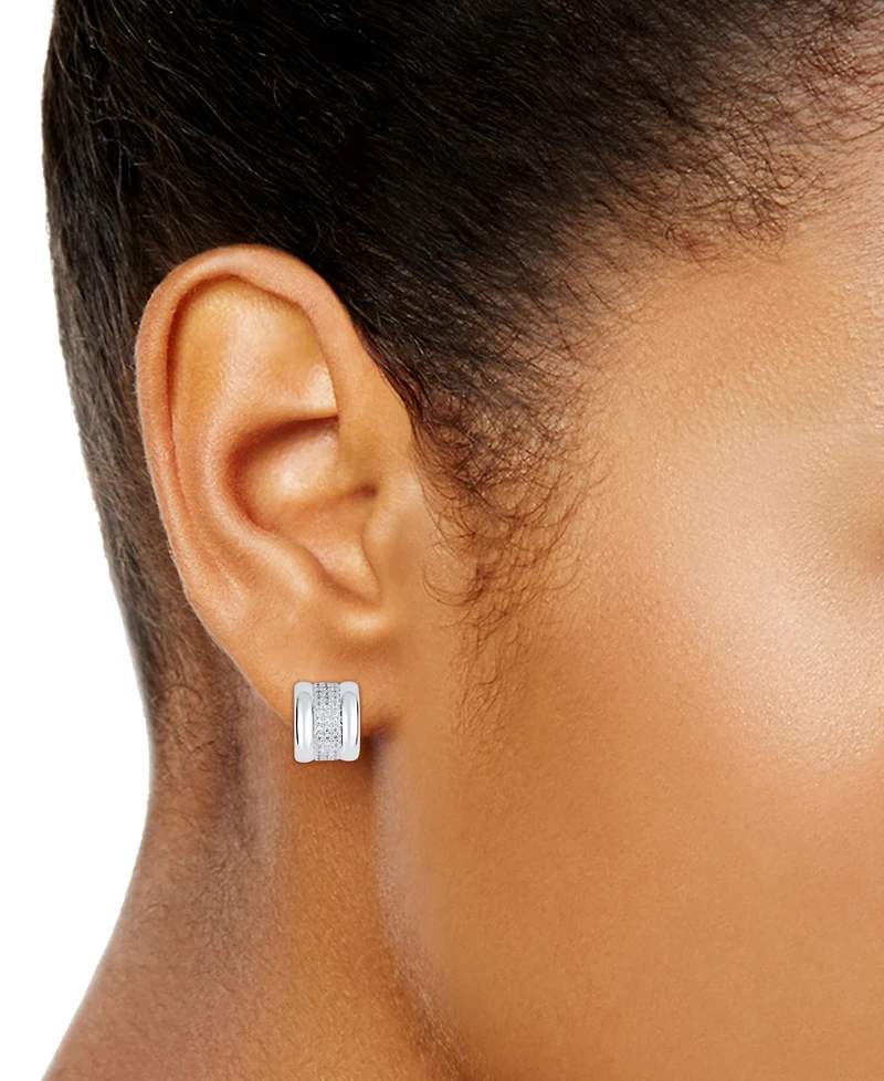 And Now This Cubic Zirconia Silver Plated Huggie Hoop Earrings, Macy's Exclusive