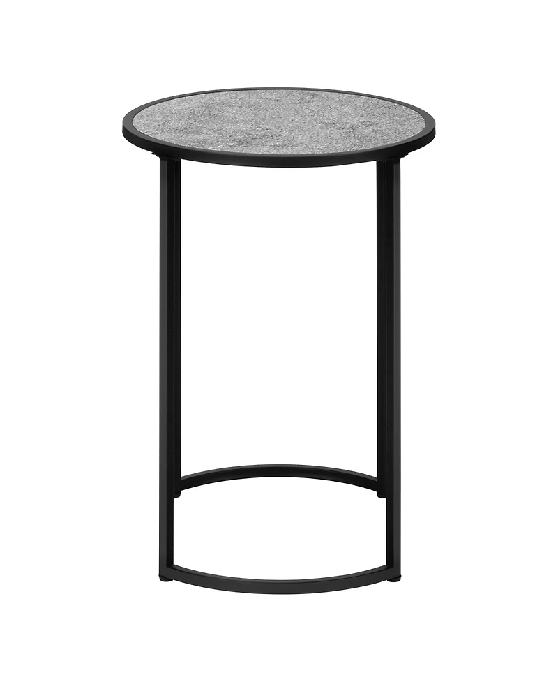 Lovmor Contemporary Round Accent Table with Grey Laminate Top & Black Metal Base
