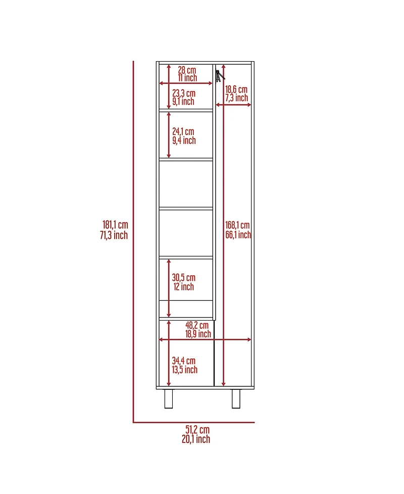 Lovmor 71.3 inch High Cleaning Supplies Cabinet with 5 Shelves for Mop Broom Storage