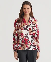Kasper Women's Printed Pleated-Shoulder Blouse, Regular & Petite