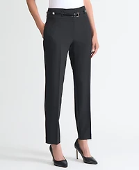 Kasper Women's Julia High-Rise Slim-Fit Belted Stretch Crepe Pants, Regular & Petite