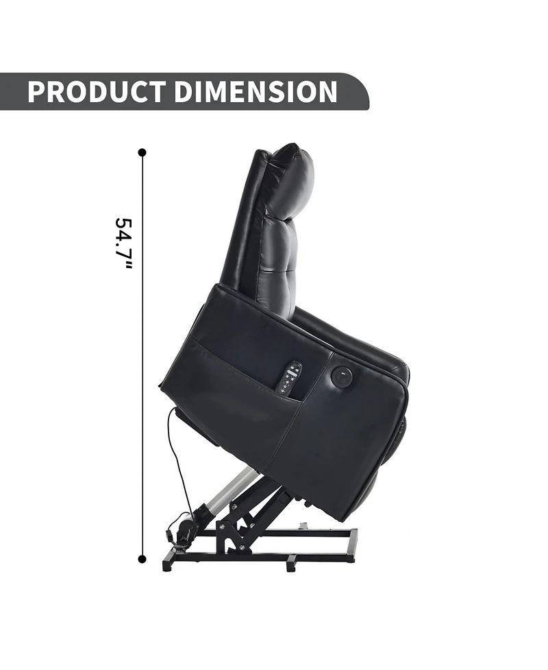 Streamdale Furniture Pu Power Lift Recliner Chair with Massage And Heat