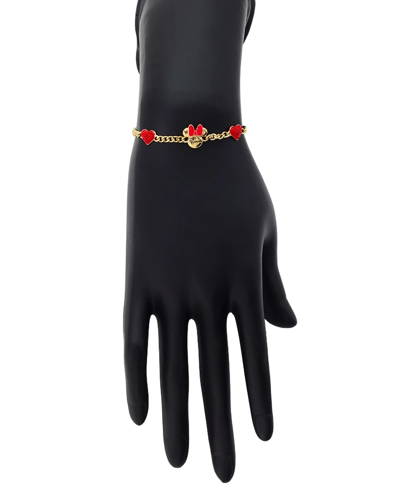 Disney Minnie Mouse Enamel Heart Bolo Bracelet