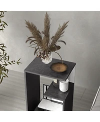 Lovmor Everet 25" High 3-Tier Open Shelf Side Table, Onix