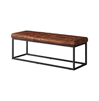 Jofran Global Archive 50" Genuine Distressed Leather Mid-Century Modern Ottoman Bench