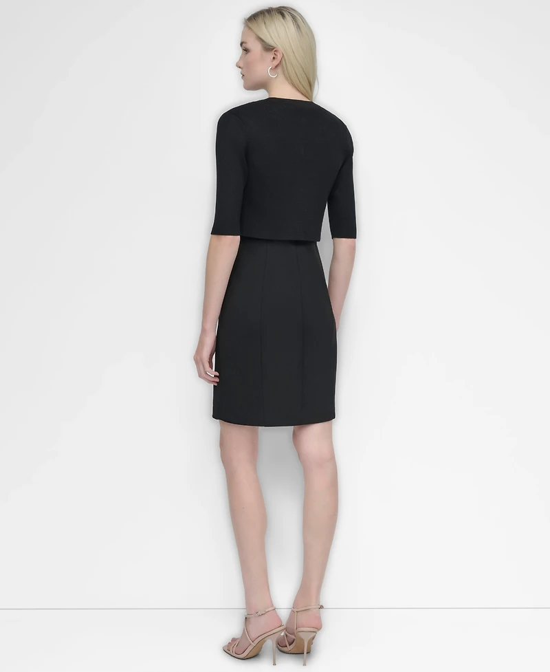 Dkny Women's Cropped Elbow Sleeve Snap Front Shrug