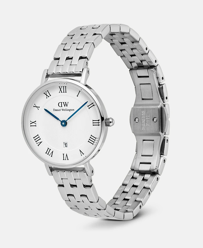 Daniel Wellington Women's Date Silver-Tone Stainless Steel Watch
