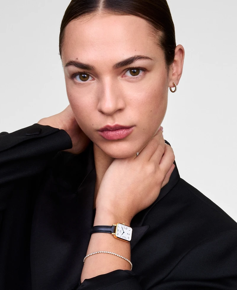 Daniel Wellington Women's Date Black Leather Watch 26, mm