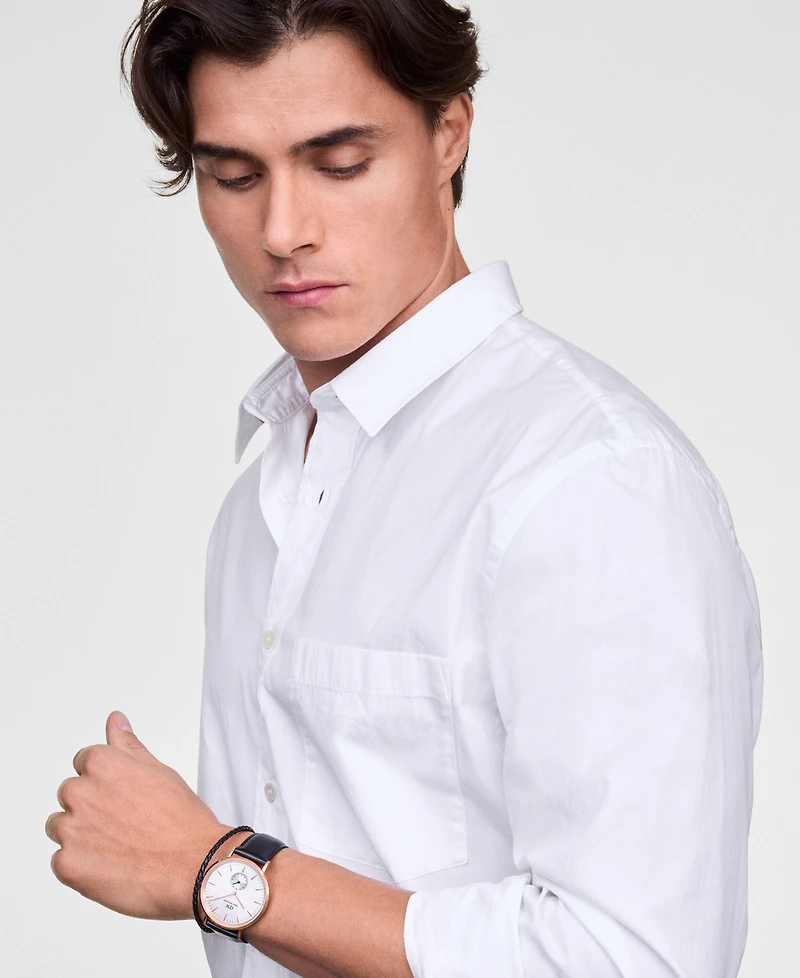 Daniel Wellington Men's Analog Black Leather Watch, 40mm