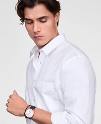 Daniel Wellington Men's Analog Black Leather Watch, 40mm