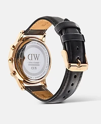 Daniel Wellington Men's Chronograph Black Leather Watch, 42mm