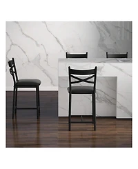 gaomon Bar Stools Set Of 4, Pu Upholstered Bar Chairs, Kitchen Island Chairs With X-Shaped Backrest And Metal Footrest Chairs For Dining Room