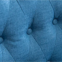 Siena Counter Height Button Tufted Back Solid Wood Stools, Set of 2, Blue