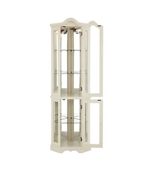 Streamdale Furniture Streamdale Lighted Corner Curio Cabinet with Glass Doors & Shelves - White