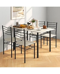 Costway 5 Piece Dining Table Set 29.5" with 4 Chairs Wood Metal Kitchen Breakfast Furniture