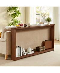 Streamdale Furniture 70" Walnut Console Table - Narrow Sofa/Entryway Table with Corrugated Texture