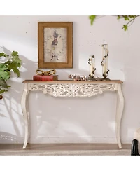 Streamdale Furniture Antique White Carved Console Table