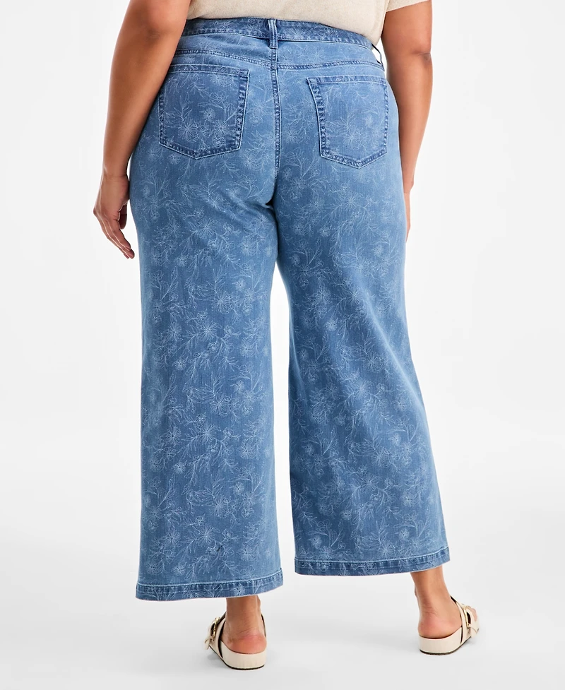 Style & Co Plus 5-Pocket High-Rise Wide-Leg Jeans, Macy's Exclusive