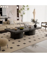 Streamdale Furniture Streamdale Modern Black Wood Veneer Coffee Table with Parquet Pattern