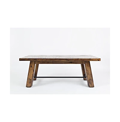 Jofran Cannon Valley Rustic Distressed Industrial Trestle 50" Coffee Table