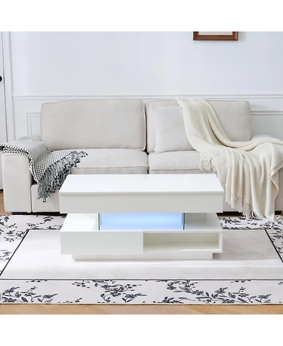 Streamdale Furniture Lift Top Coffee Table with Hidden Storage Led Lights