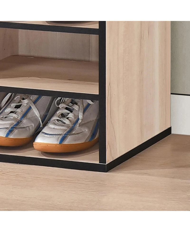 Kings Brand Furniture Shoe Storage Bench with Cushion, 9 Cubbies Organizer, Cubby Rack Adjustable Shelves