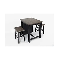 Jofran Rustic Reclaimed Solid Wood Farmhouse 3 Piece Counter Height Dining Set