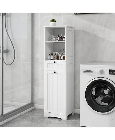 Lovmor Laundry Sorter Cabinet with Double Storage Function for Space Saving and Organization