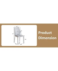 Streamdale Furniture Set of 6 Light & Silver Dining Chairs, 37" High Ergonomic Pu Backrest