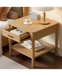 Streamdale Furniture Wood Side Table with Storage - Light Luxury