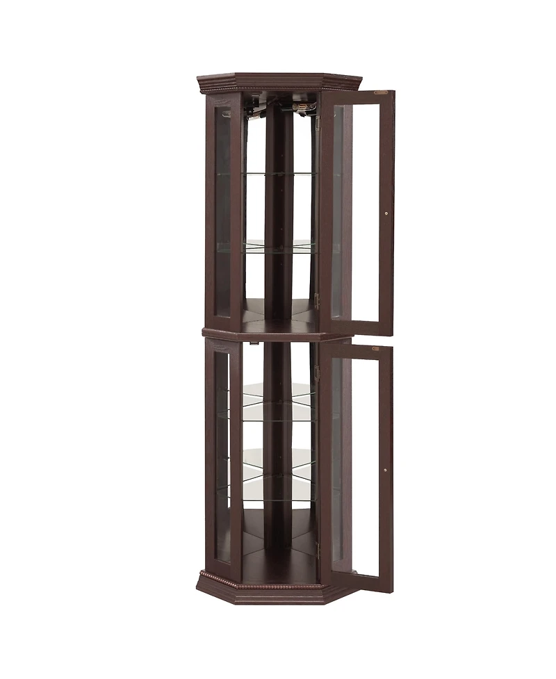 Streamdale Furniture Streamdale Lighted Corner Curio Cabinet - Glass Display - Dark Cherry