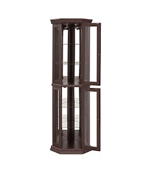 Streamdale Furniture Streamdale Lighted Corner Curio Cabinet - Glass Display - Dark Cherry